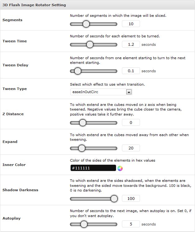 3D Flash Image Rotator Setting