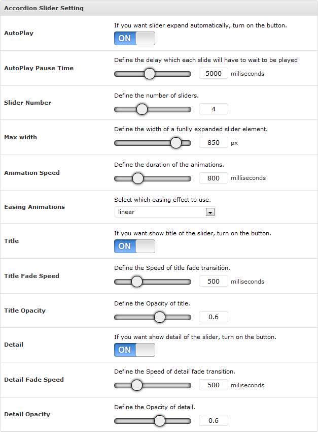 Accordion Slider Setting