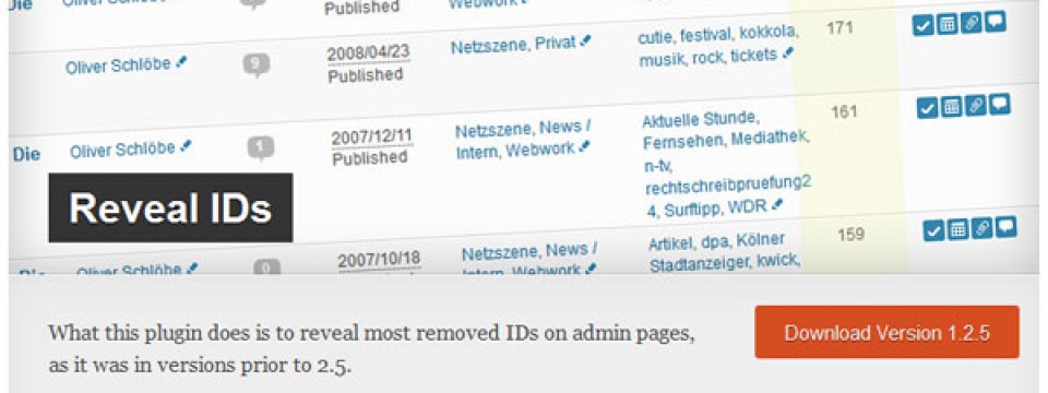 Reveal IDs for WordPress